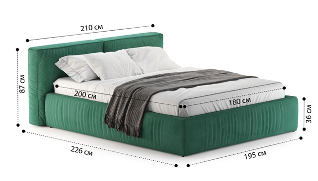 Кровать Лофт с подъемным механизмом и ящиками Velutto soft 667 1.8